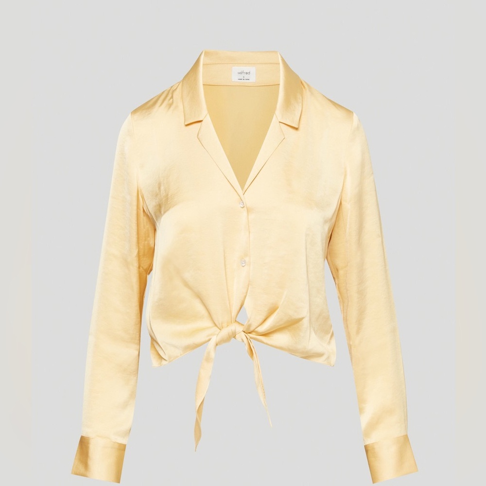 Wilfred Satin Tie-Front Shirt in Cream